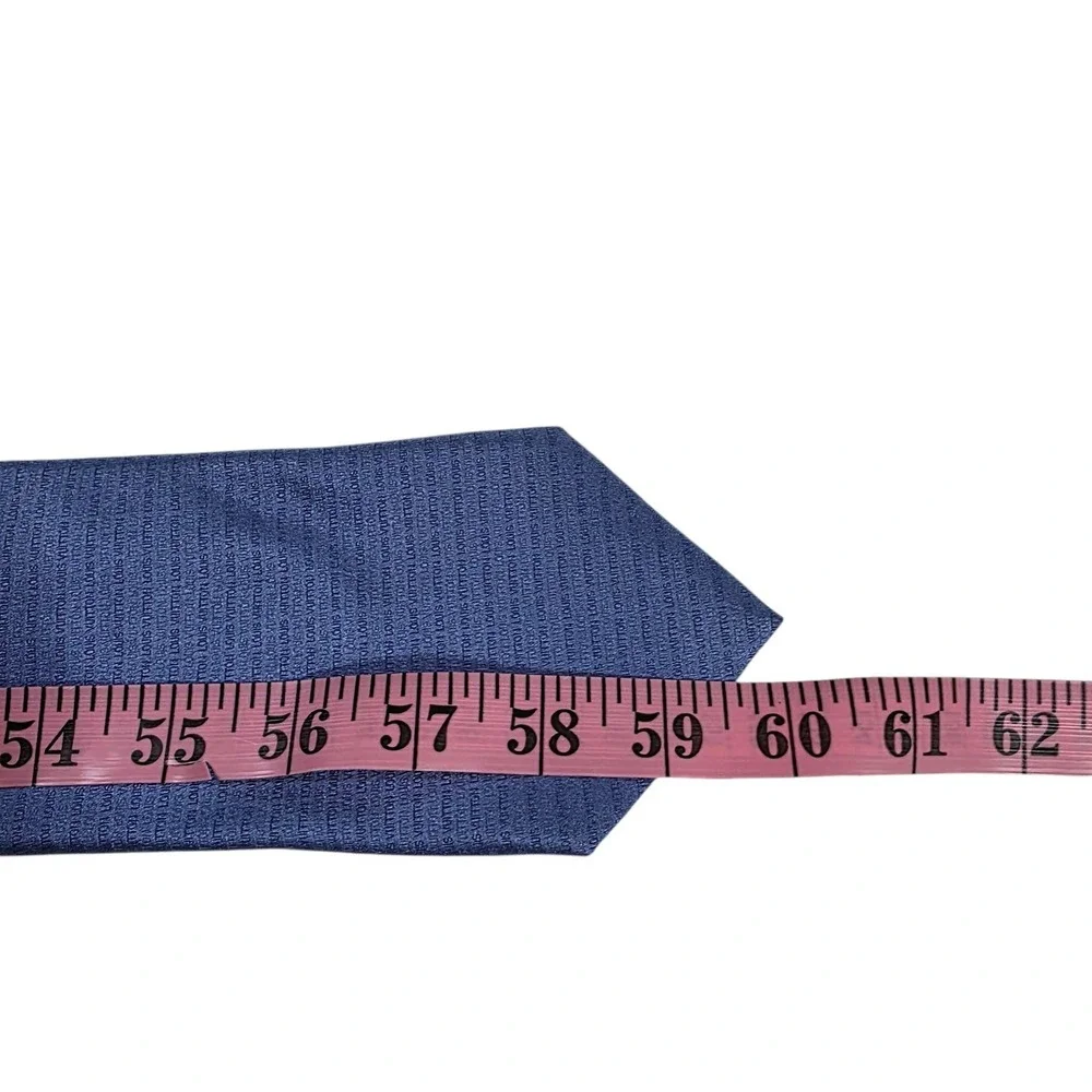 LOUIS‎ VUITTON Blue Silk Monogram Logo Mens Tie Luxury Designer Business Suit